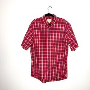 Cabela's Men's Large Short Sleeve Button Front Plaid Shirt Red Blue
Cotton